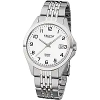 Regent Herrenuhr F-916 Quarz-Uhr mit Stahl-Armband silber grau D3URF916