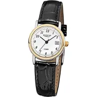 Regent Damenuhr F-828 Quarz-Uhr mit Leder-Armband schwarz D3URF828