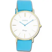 Oozoo Vintage Series Damenuhr Quarzuhr mit Lederarmband blau D3UOC20315