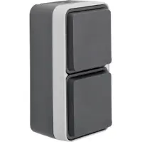 Hager WNC174 Steckdose SCHUKO AP 2fach senkrecht m. erh. B.schutz, Klappdeckel, W.1 IP55,grau