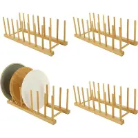 LTPRTZ Bordablage aus Holz – Organizer für Geschirr – Aufbewahrungslösung für die Küche – 8 Fächer – Kapazität: 325 x 12 x 115 cm – Braun