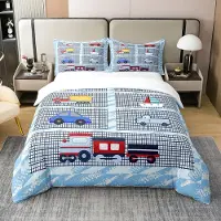OEM Bettbezug 100% Baumwolle, König, Autos, Blau, Rad-Druck