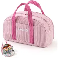 Merkloos Etui aus Cordstoff mit 3 Fächern für Schule und Büro (Rosa)