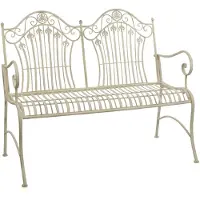 Selius Gartenbank, 2-sitzig, Antikweiß - 113 cm Breite - Metall - Für Garten, Terrasse, Balkon