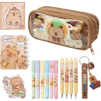 Markenlos Kawaii Etui mit 15 Zubehör für Mädchen und Jungen, einschließlich Stifte, Aufkleber und Notizen