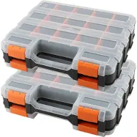 Merkloos Set aus 2 doppelwandigen Schraubenboxen zur Organisation, 32 x 27 x 8 cm