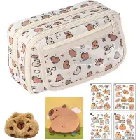 Markenlos Große Kapazität Cartoon Tier Etui für Kinder - Schule und Büro - Marker Stift Tasche - Weiß niedliches Design