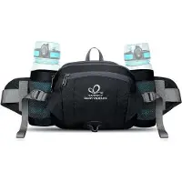 Unyqoos Gürteltasche – wasserabweisende Reise-Bauchtasche aus Nylon/PU mit Flaschenhalter & Handyfach, verstellbarer Gurt für Joggen, Wandern, Radfahren