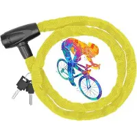 Unyqoos Kettenschloss – Diebstahlsicherung für Fahrrad, Mountainbike & Motorrad mit einfach zu bedienendem Schlüssel, robustes 4 mm Design, Gelb