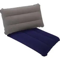 Unyqoos Aufblasbares Camping- & Reisekissen 2er-Set, Velours/PVC, ultraleicht & wasserdicht, für Reisen, Camping & Wandern, 44 x 28 cm, Blau + Grau