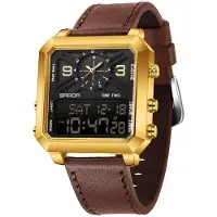 SANDA IA-41919 Herrenuhr mit analoger und digitaler Anzeige, Braun und Gold KP41919