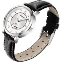 SANDA JU-41937 Uniuhr mit Lederarmband, Weiß und Schwarz KP41937