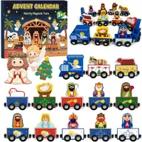 Generisch Adventskalender 2026 für Kinder – Magnetische Holzeisenbahn mit Krippenfiguren – 24 Tage – Weihnachtsüberraschungskalender