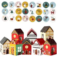 OCreon Adventskalender zum Befüllen – 24 Adventskalenderboxen – Schönes Geschenksäckchen – Weihnachtsmotive