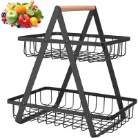 LTPRTZ Obstkorb-Etageren – Ablagegestell – Küchenorganisation – Abnehmbar – 27 x 17 x 33 cm – Schwarz