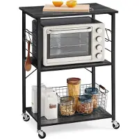 LTPRTZ Ablagekarren für die Küche – Servierwagen – Küchenorganizer – Mit 6 Haken – 40 x 60 x 89 cm