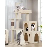 Merkloos Katzenbaum mit 2 großen Häusern und Kratzstange