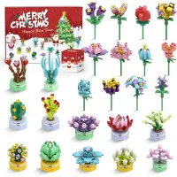 Generisch Adventskalender für Mädchen, 24 Stück, Sukkulenten & Blumen – Set mit 24 Teilen – Bauklötze für Kinder, Adventskalender für 24 Tage