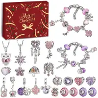 Generisch Adventskalender 2025 für Teenager-Mädchen – Weihnachtskalender – Schmuck – Handwerk – Kinder – Armband mit Anhängern – Halskette – Weihnachten