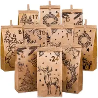 Generisch Adventskalender zum Befüllen für Kinder – Set mit 24 – 2026 Adventskalender-Geschenktüten