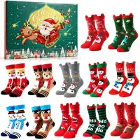 Generisch Adventskalender mit Socken für 2025 - 12 Paar Adventssocken - Weihnachtskalender mit Socken - Schöne Weihnachtsgeschenke für den Tisch