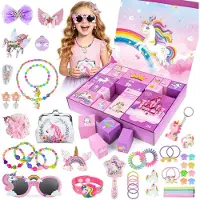 OCreon Adventskalender für Mädchen – Adventskalender Einhorn – Weihnachtsgeschenk mit 24 Überraschungen – Enthält Spielzeug