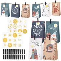 OCreon DIY-Adventskalender – 24 Papier-Weihnachtssäckchen mit Zahlenaufklebern 1-24 – Gestalten Sie Ihren eigenen Adventskalender für 2025