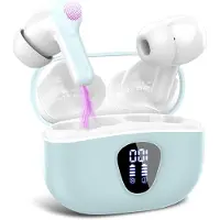 LTPRTZ Kabellose Ohrhörer – In-Ear-Kopfhörer – Für Musik und Telefonieren – 4 ENC-Mikrofone – 40 Stunden Wiedergabezeit – Hellcyan