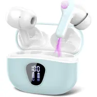 LTPRTZ Kabellose Ohrhörer – In-Ear-Kopfhörer – Für Musik und Telefonieren – 4 ENC-Mikrofone – 40 Stunden Wiedergabezeit – Hellcyan
