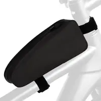 Markenlos Oberrohrtasche für Fahrrad 1,8 Liter wasserdicht aus Nylon Schwarz