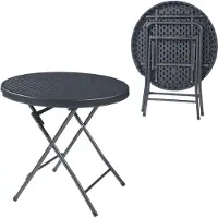Merkloos Faltbarer Gartentisch, Ø 80 x 74 cm, mit Rattan-Optik