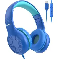 LTPRTZ Kinderkopfhörer – Kabelgebundener Kopfhörer – Für das Hören von Musik – USB-C-Anschluss – Verstellbar – Schwarz
