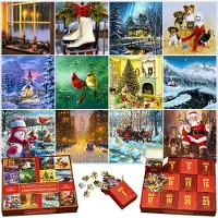 Generisch Einzigartiger Adventskalender mit Puzzle – Weihnachtsmotiv-Serie – Eine Sammlung aus zwölf Puzzles mit je 100 Teilen