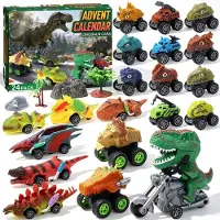 Generisch Adventskalender mit Dinosaurier-Autos für Kinder (Jungen) – 2026, 24 Überraschungen, Dinosaurier-Autospielzeug