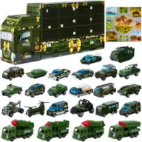 Joyin Adventskalender mit 24 Militärfahrzeugen zum Spielen – Militärfahrzeuge – Lastwagen – Hubschrauber – Weihnachtskalender
