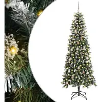 vidaXL Künstlicher Weihnachtsbaum Grün 210 cm PVC, Plastik und Stahl