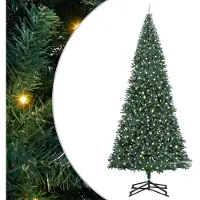 vidaXL Künstlicher vorbeleuchteter Weihnachtsbaum mit Kugelset Grün