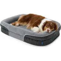 Merkloos Hundebett Orthopädisch Hundekissen Hundekorb - 97 x 71 x 18 cm - Grau - Für große Hunde