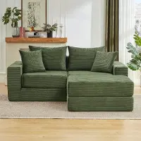 ALFORIGO Modulares Schlafsofa mit Gästebett-Funktion, flexibel als Doppelsofa, Tripelsofa oder L-Form, Cordstoff, Anti-Rutsch-Basis, kompakte Bauweise