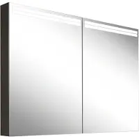 Schneider ARANGA TW Lichtspiegelschrank, 2 Türen, 995x120x700mm, Lichtbänder oben, 160.500.02.44, Ausführung: EU-Norm/Korpus schwarz matt
