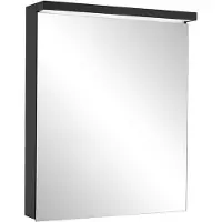 Schneider BORDO TW LED-Lichtspiegelschrank, eine Tür wechselbarer Anschlag, Steckdose rechts, 59,5x72,6x17,8cm, 188.062.02.44, Ausführung: EU-Norm/Korpus schwarz matt