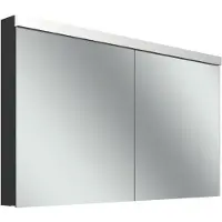 Schneider LOW plus LED-Spiegelschrank, 2 Türen 65/65cm, 1295x120x747mm, Beleuchtung oben, 172.130.02.44, Ausführung: EU-Norm/Korpus schwarz matt/4000K