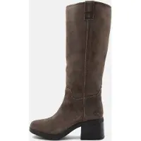 Timberland Womens Tall Zip UP Boot dk brn suede 5.5 Wide Fit