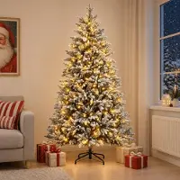 Syfax Künstlicher klappbarer Weihnachtsbaum 120 cm 150 LEDs