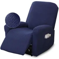 Sonstiges 4-teiliger Sesselbezug marineblau mit Taschen für Relaxsessel, 1 Sitzer, Fernsehsessel, Liegesessel, Polyester