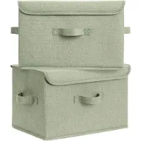 Merkloos Aufbewahrungsboxen aus Stoff mit Klappdeckel, Set aus 2, grün, 40 x 26 x 25,5 cm