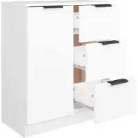 Merkloos Sideboard Kommode Anrichte - 1 Tür - 3 Schubladen - Weißes Holz - 60 x 30 x 70 cm - Für Flur und Wohnzimmer