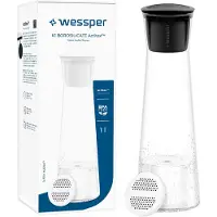Wessper K1 BOROSILICATE Glasfilterkaraffe 1 l Schwarz mit Actitex Wasserfilter aus Borosilikatglas