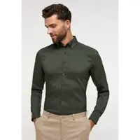 Eterna Langarmhemd "SLIM FIT", Herren, Gr. 42, Normalgrößen, grün (pistazie), Twill, 4% Elasthan, 26% Polyamid, 70% Lyocell, schmal, Manschette, Hemden Langarmhemd