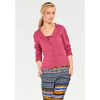 HEINE Strickjacke "Feinstrickjacke Feinstrickjacke mit Reverskragen", Damen, Gr. 48, rosa (pink), Modisch, Strickjacken Strickjacke